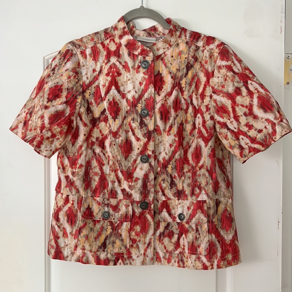 Chicos button front linen cardigan shirt